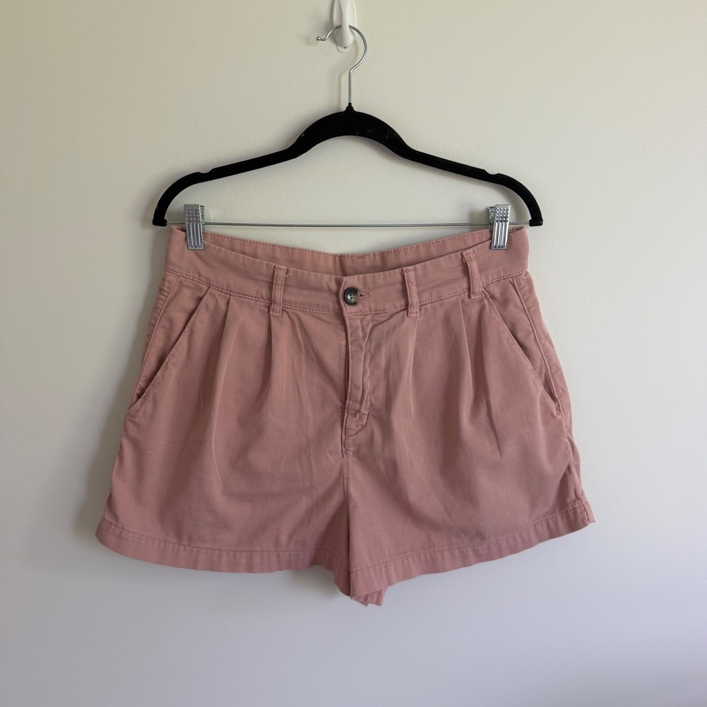 Free People Womens Pleated Chino Shorts Dusty Rose Pink Size 8 High Rise Cotton